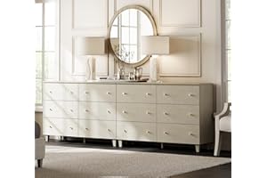 WAMPAT 12 Drawers Dresser Chests for Bedroom, Set of 2 Modern Wood Chest of Drawers, 32.4" Tall Dresser for Closet, Dressers Organizers for Living Room, Hallway, Beige Linen Textured