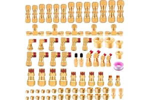 ANRIWT 85Pcs DOT Air Brake Line Fittings,1/4" 1/8" 3/8" 1/2" Brass DOT Compression Air Nylon Tubing Fittings Assortment Repair Kit for Truck or Industrial Air System