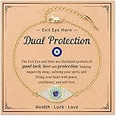 PPJew Protection and Good Luck Evil Eye Gifts- Italian Horn, Turquoise Amulet Dainty Jewelry Bracelet Trendy Stuff for Teen Girl Women