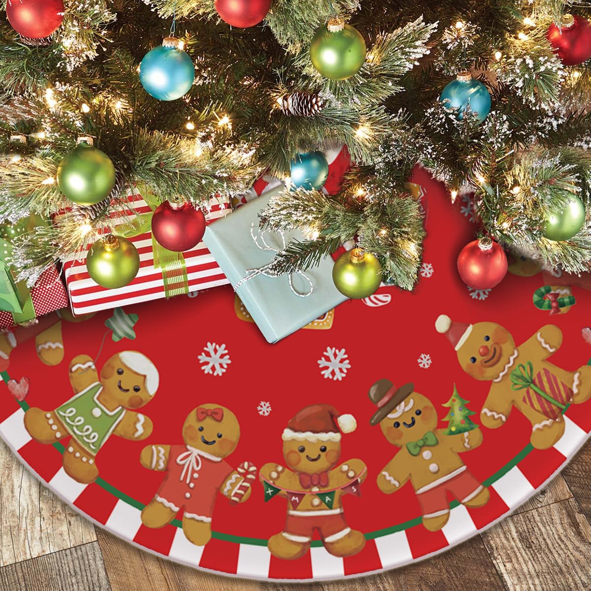 48 Inch Christmas Tree Skirt – Holiday Tree Mat for 6 to 7.5 Ft Trees, Durable & Soft Christmas Decorations for Home, Living Room, Party, Winter Xmas Holiday Decor