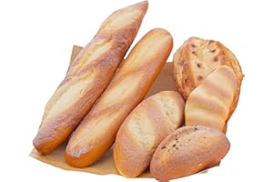 Woration 6pcs Fake Bread Set Decoration Realistic Loaves Artificial French Loaf Dessert Faux Food for Home Kitchen Bakery Display Photography Prop