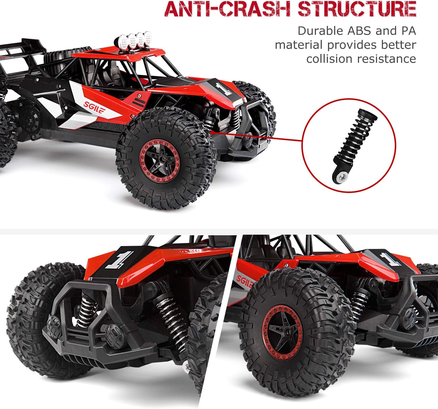 SGILE Remote Control Car Toy for Boys, 2.4 GHz RC Drift Race Car, 1:16 Scale Fast Speedy Crawler Truck, 2 Batteries for 50 Mins Play, Toy Gift for Boys Girls: Toys & Games