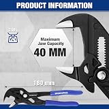 WORKPRO Adjustable Pliers Wrench 180 mm Dual Handle 40 mm Jaw Capacity view 2