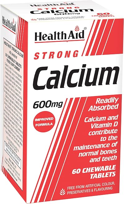 HealthAid Calcium 600mg Chewable 60 Tablets Vitamin D3 Lemon