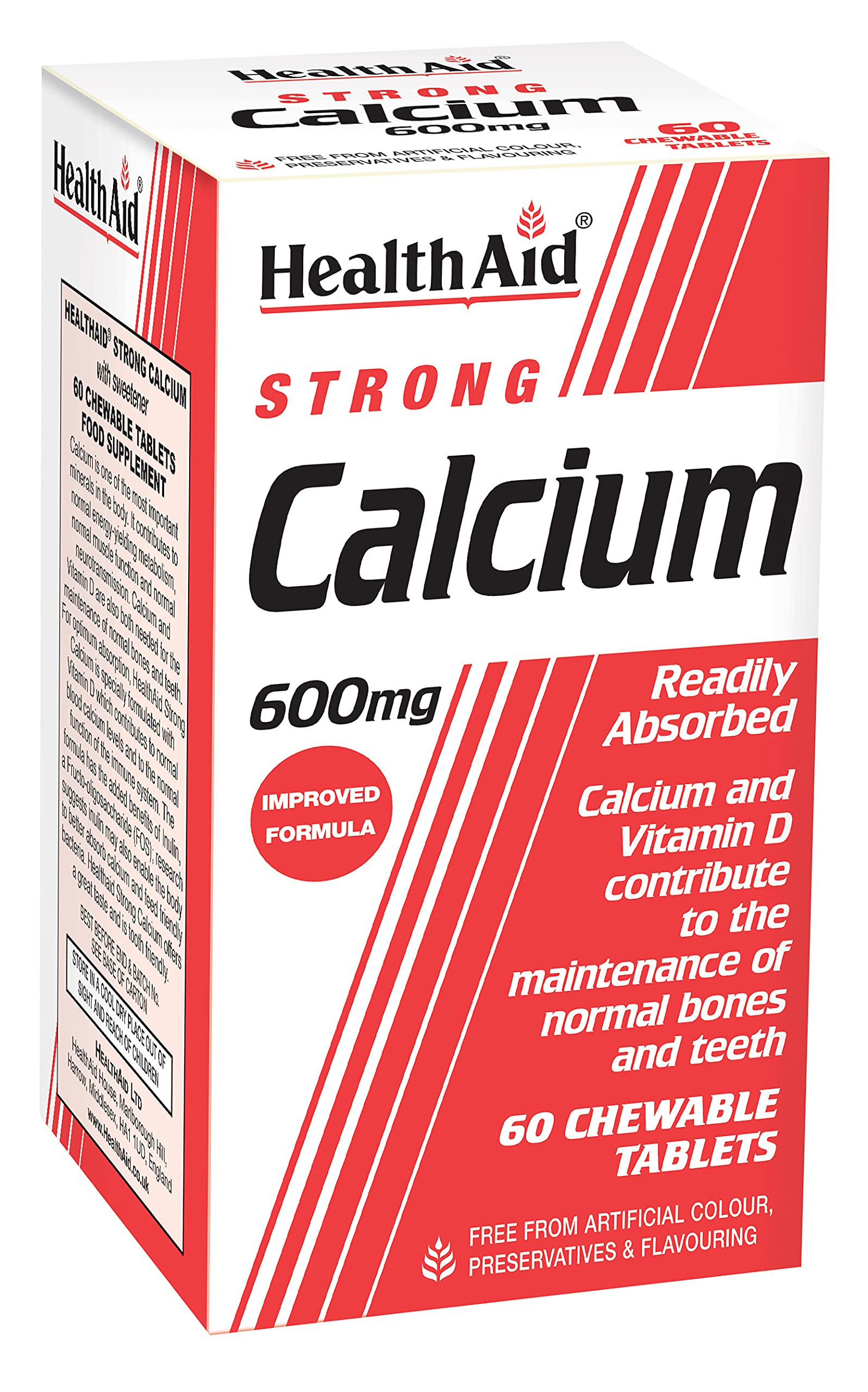 HealthAid Calcium 600mg - Chewable - 60 Tablets