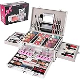 Hegafoo All in One Makeup Kit for Teens, 106 Pcs Professional Makeup Kit for Women Full Kit, Include Eyeshadow Palette, Lipstick Set, Concealer, Foundation, Lipgloss, Make-up Brush(Silver)