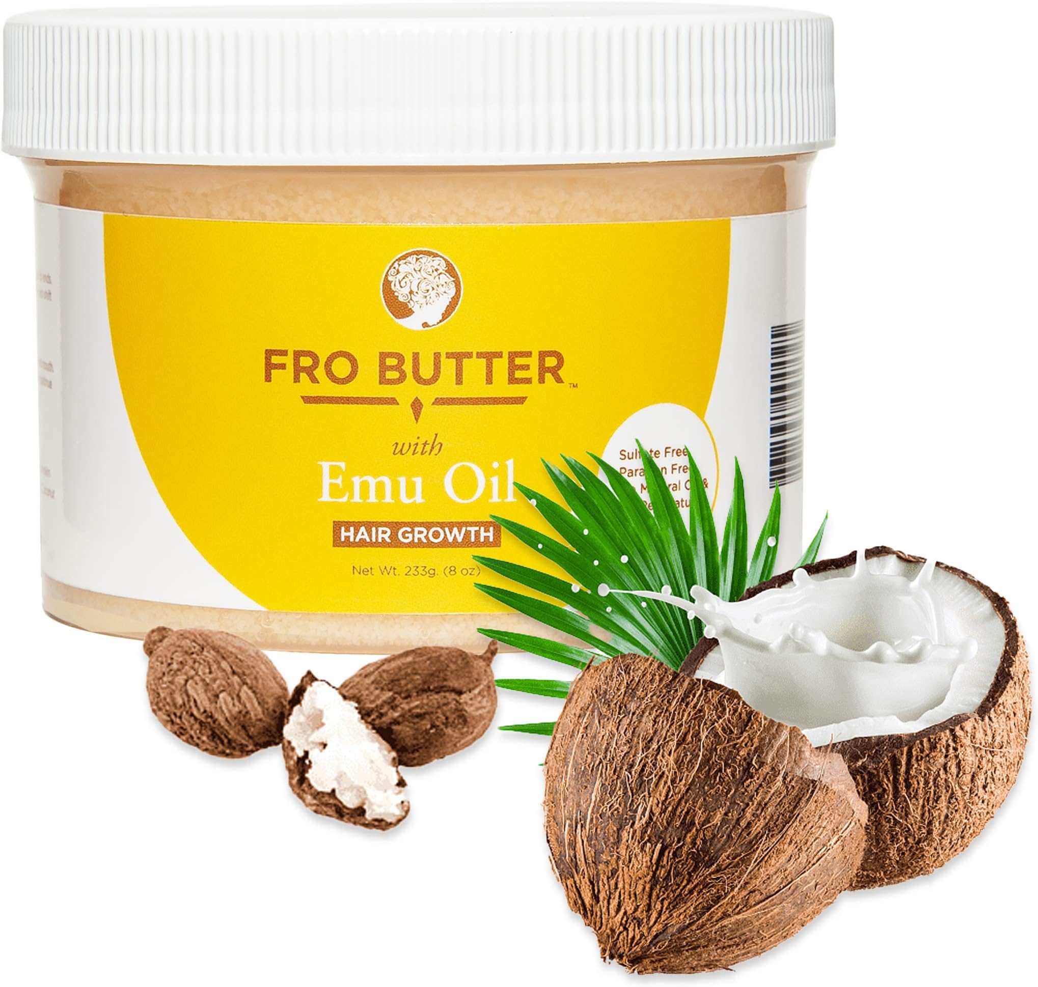 Fro Butter with Emu Oil for Hair & Beard Growth Treatment: Shea Butter, Virgin Coconut & Lavender Oil, Pumpkin Seeds & Nourishing Extracts to Restore Hair and Deal With Damaged and Brittle Hair