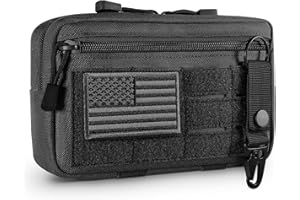 FRTKK Tactical Molle Admin Pouch Utility Laser Cut EDC Tool Pouch Bag Horizontal Modular Pouches Include US Flag Patch and Keychain