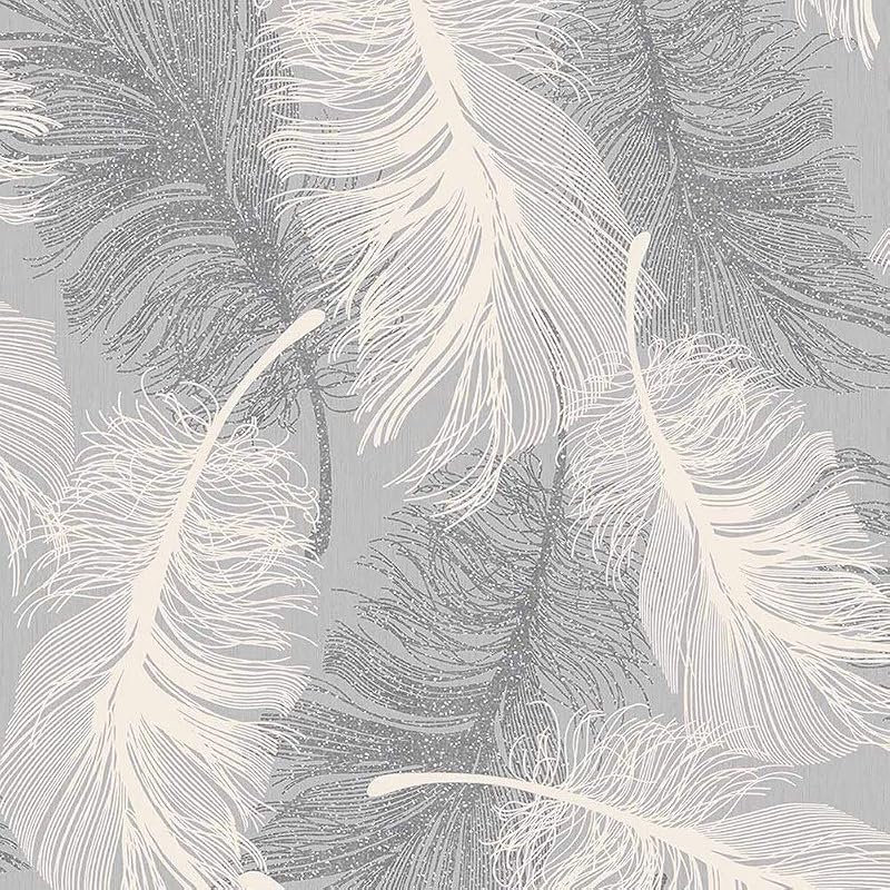 Coloroll Feather Blown Vinyl Wallpaper Grey White M0923 Full Roll 10m x 53cm