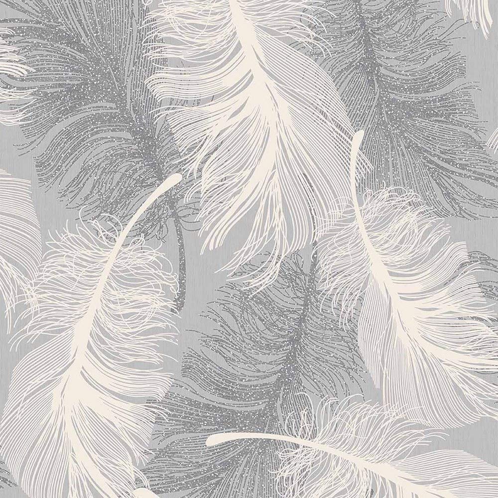 Coloroll Feather Blown Vinyl Wallpaper in Grey & White M0923 Full Roll