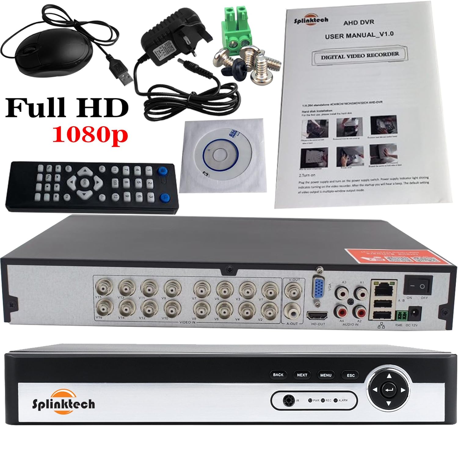 Splinktech 16 Channel DVR XVR Recorder Security System Amazon.co.uk