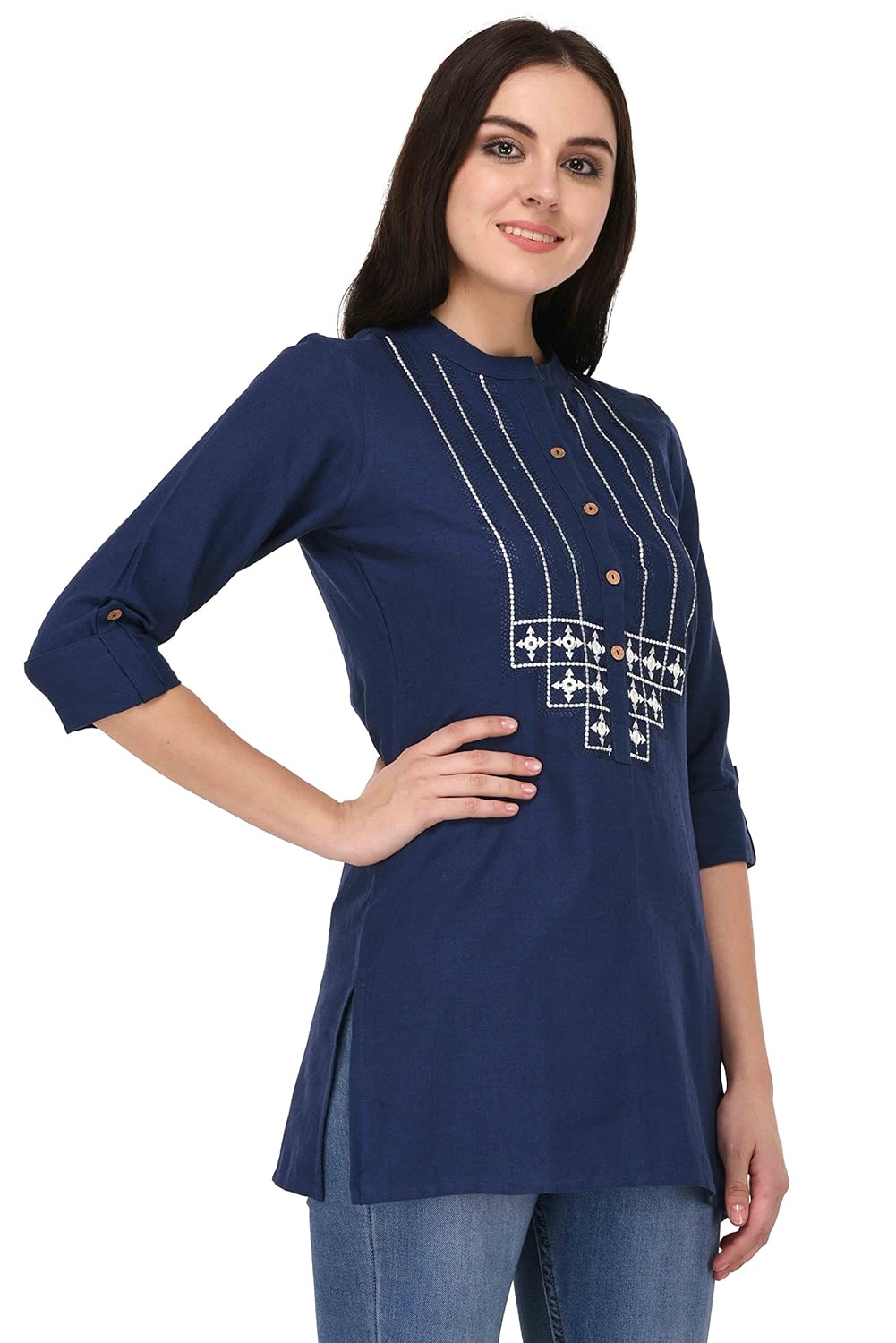 pistaa's women's cotton short top (navy blue_xs)