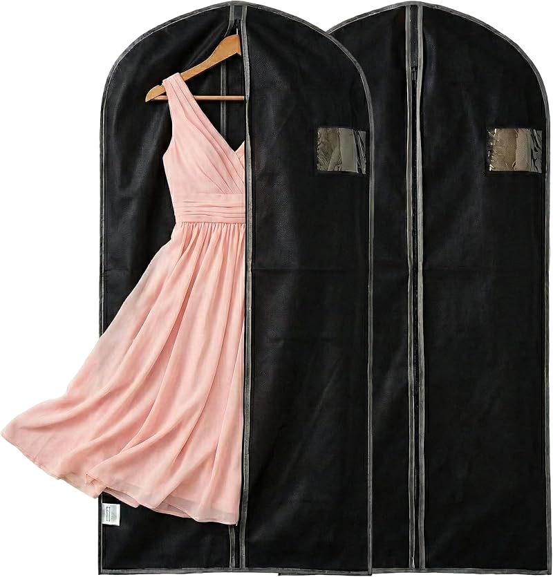 GEEZY Set of 2 Hanging Garment Bags 60 x 150 cm with Zip Viewing Window