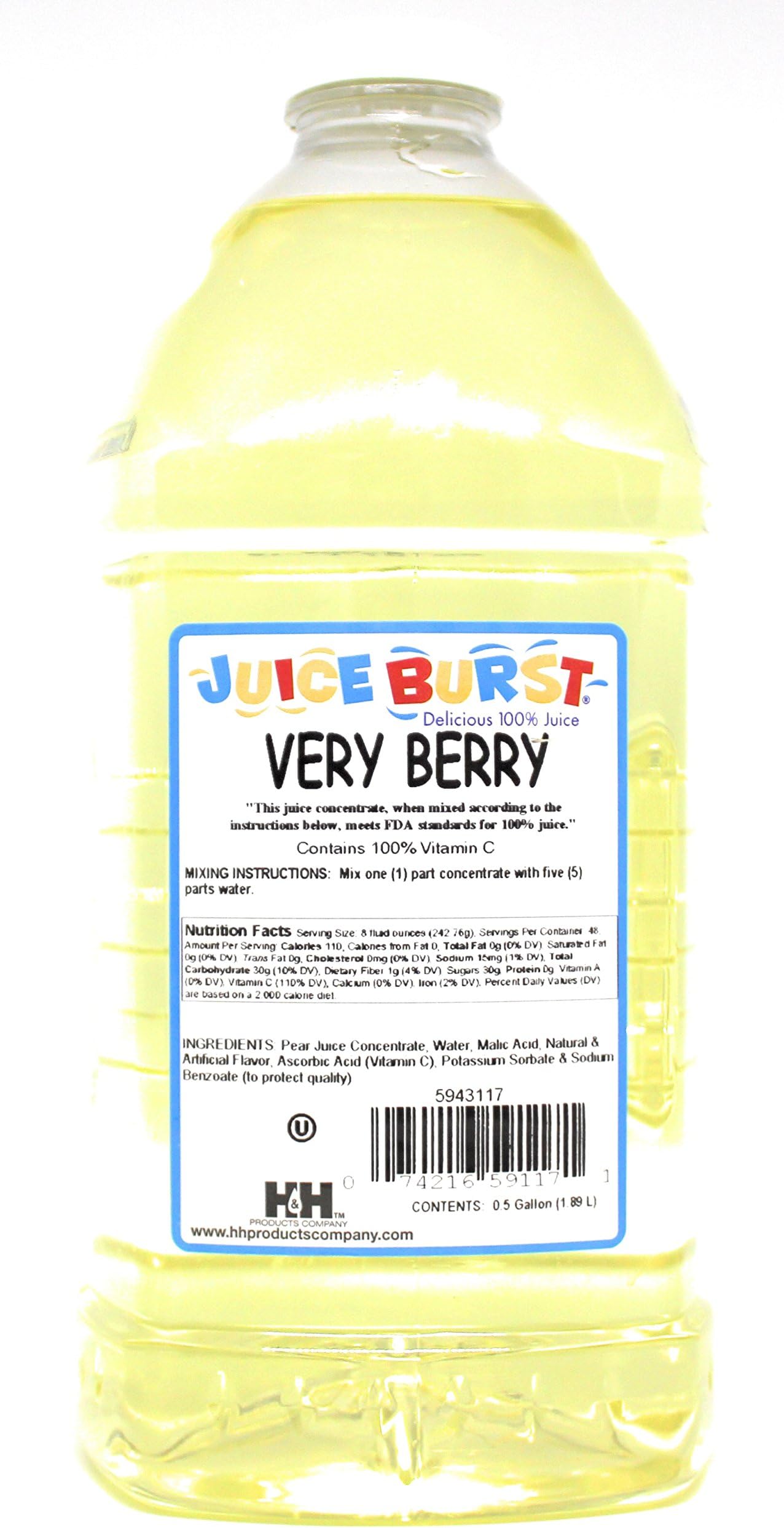 Juice Burst Very Berry 100% Juice Concentrate - No Artificial Color Added - OU Kosher Certified - Ideal for Daycare Schools Cafeterias Churches - 64 Oz