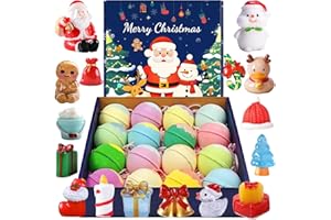 CXJZ 16 Christmas Organic Bath Bombs for Kids, Christmas Party Gifts for Kids with Surprise Inside, Different Christmas Element Toys Inside, Suitable for Boys Wome and Girls (Christmas)