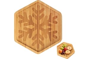 Christmas Serving Tray, Snowflake Shape Charcuterie Board, Bamboo Serving Platter Dish for Holiday Party Food Tray for Cheese