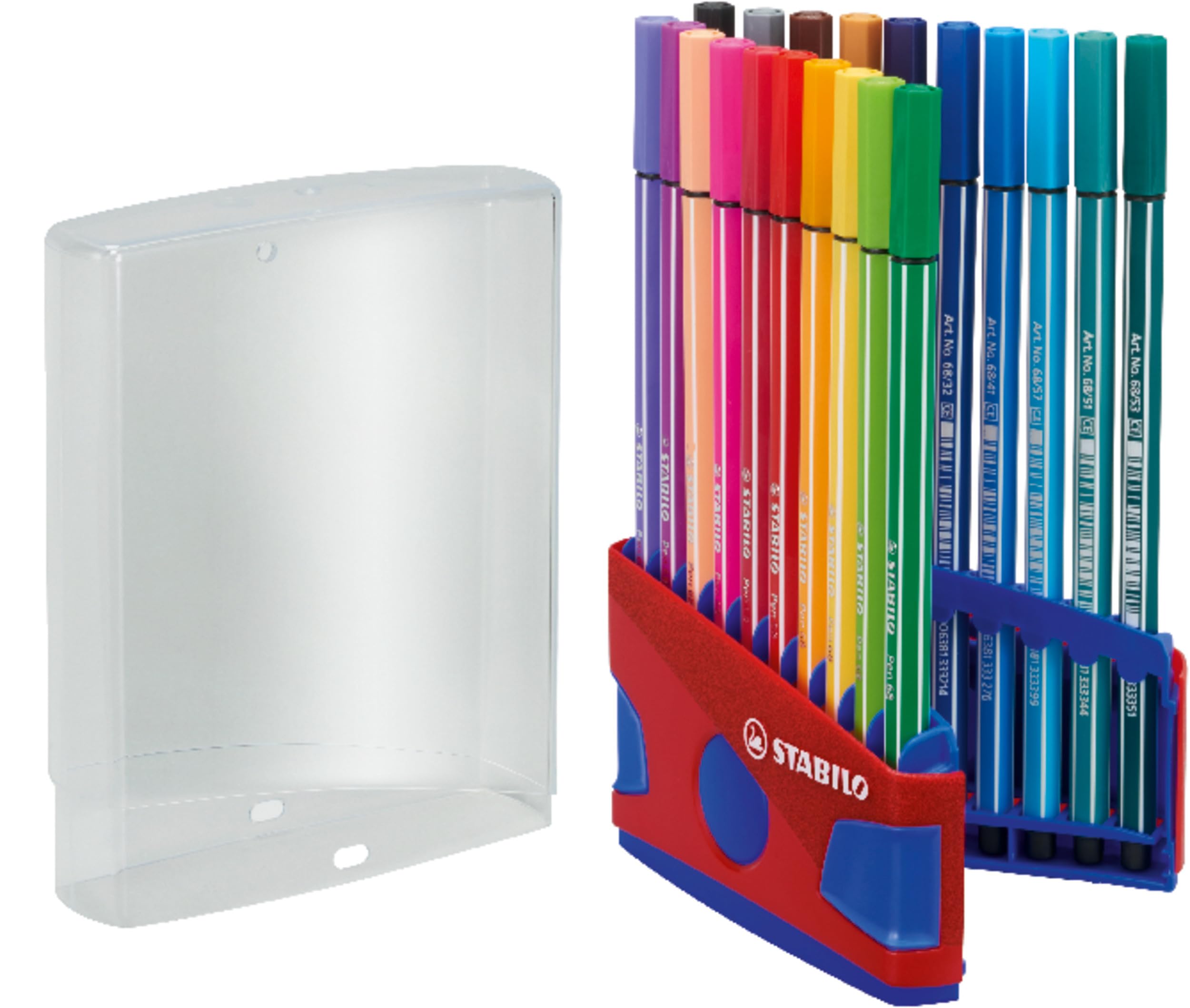 STABILO Pen 68 - Premium Fibre-Tip Pen - ColorParade in Red/Dark Blue - Deskset of 20 - Assorted Colours