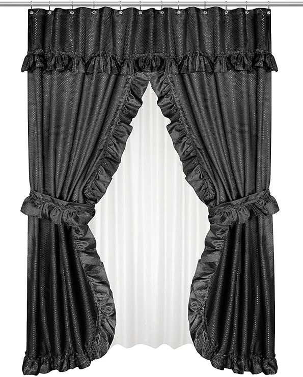 Amazon Com Home Bargains Plus Diamond Dot Ruffled Double Swag