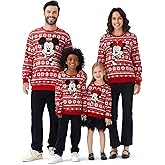 Disney family matching sweatshirt Stitch Mickey Spiderman print long sleeve winter Christmas mom dad kids loose fit red