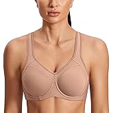 SYROKAN Women's Full Support High Impact Racerback Lightly Lined Underwire Sports Bra