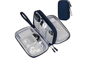Electronics Organizer Travel Case with Double Layers, 3 Compartments Tech Pouch, Cable Organizer Bag for Cable, Cord, Charger