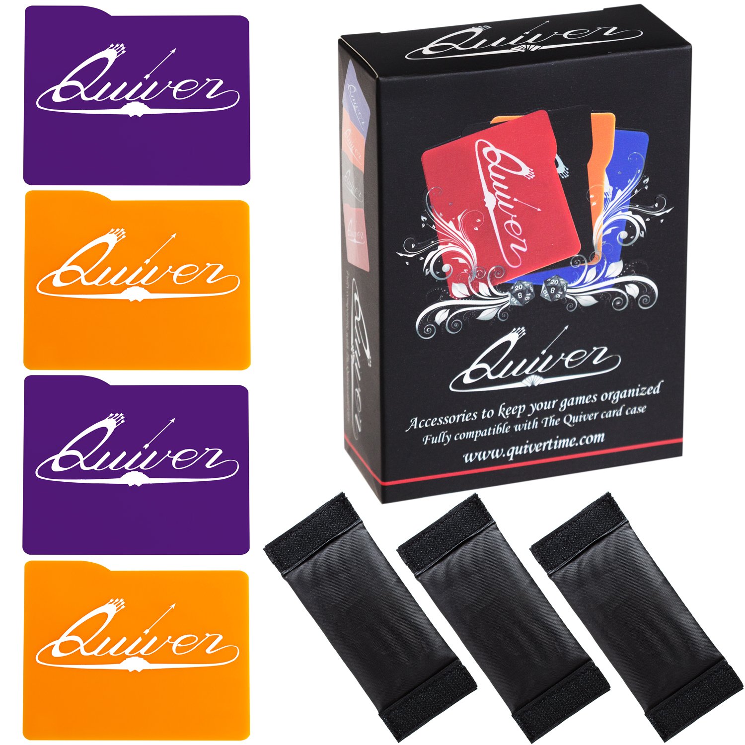 Quiver Time Orange and Purple Card Dividers & Separators Set, 7 Pieces, Add-Ons for Extra Organization of the Quiver Card Carrying Cases, Ideal for Tabletop Gaming, Trading Cards, Figures, and More