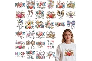 Shejdgart Nurse Iron on Patches for T-Shirts - 30 Pcs Sunflower Dtf Transfers Ready to Press, Nurse Appreciation Iron on Stic