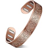 Feraco Copper Bracelet for Men, 5X Ultra Strength Magnetic Cuff Bangle with 5000 Gauss Neodymium Magnets, 99.99% Pure Copper Jewelry Gift, Adjustable