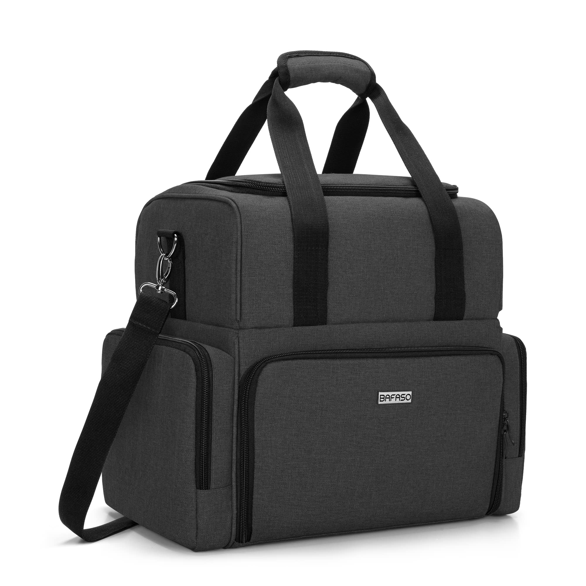 BAFASO 2 Layers Travel Makeup Bag with 3 Inner Removable Pouches, Cosmetic Bag with Detachable Dividers (Patented), Black