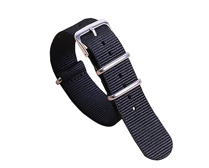 16mm Black Premium Unique NATO Style Sturdy Exotic Soft Nylon Sport Womens Wrist Watch Band Wristband