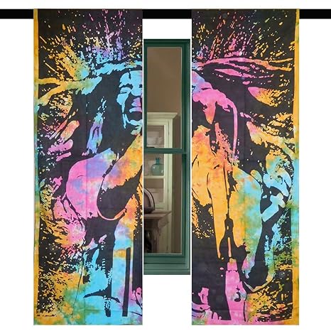 Bob Marley Psychedelic Door Wall Window Balcony Curtains 2 Panel