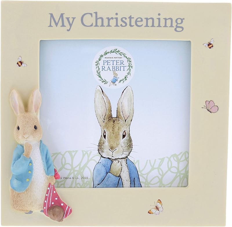 Beatrix Potter Peter Christening Photo Frame - Handmade Handpainted