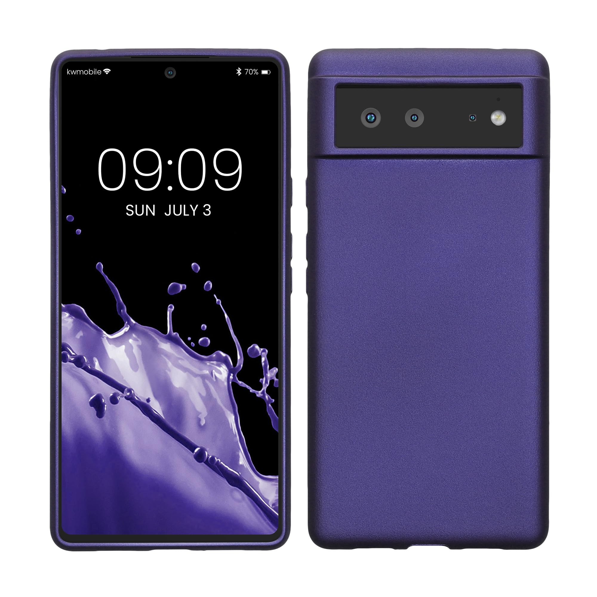 kwmobile Case for Google Pixel 6 Case - Soft Slim Metallic TPU Silicone Cover - Metallic Blue Violet โ image 1