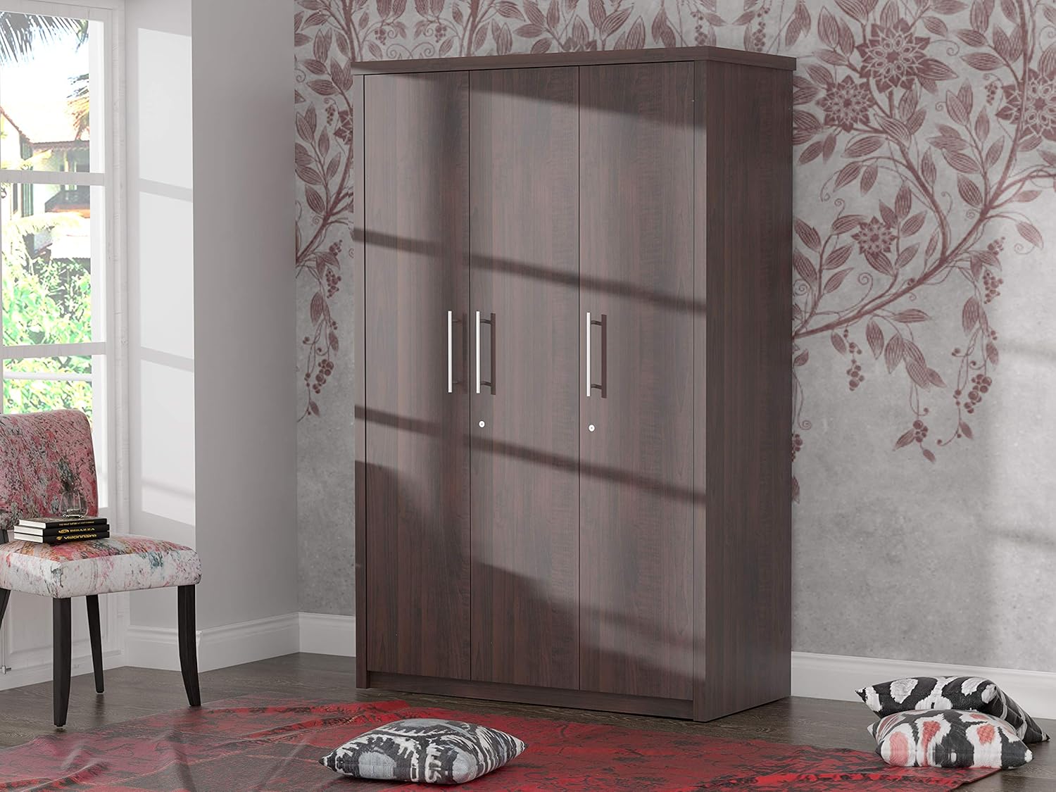 Teak Walnut Ozone 3 Door Wardrobe Best Price With Best Deal in Your City