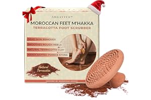 ARGAVIVA Natural Terracotta Pumice Stone for Feet – Handcrafted Foot Scrubber & Callus Remover with Gentle Exfoliation and Ergonomic Design for Smooth, Soft & Refreshed Feet – for a Spa-Like Pedicure