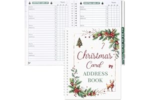 Yopyame Christmas Card Record Book - Christmas Address Book with Alphabetical Tabs and Address Label Stickers Xmas List Organizer Notebook Journal for Xmas Greeting Card and Send Receive Records