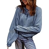 SELINK Womens Cropped Sweatshirts Lace Crochet Vintage Long Sleeve Tops Cute Notch Neck Pullover Fall Outfits