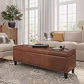 FiveWillowise Storage Ottoman Bench,51-Inch Large Storage Bench for Bedroom End of Bed, 30 Gallons Faux Leather Ottoman with 