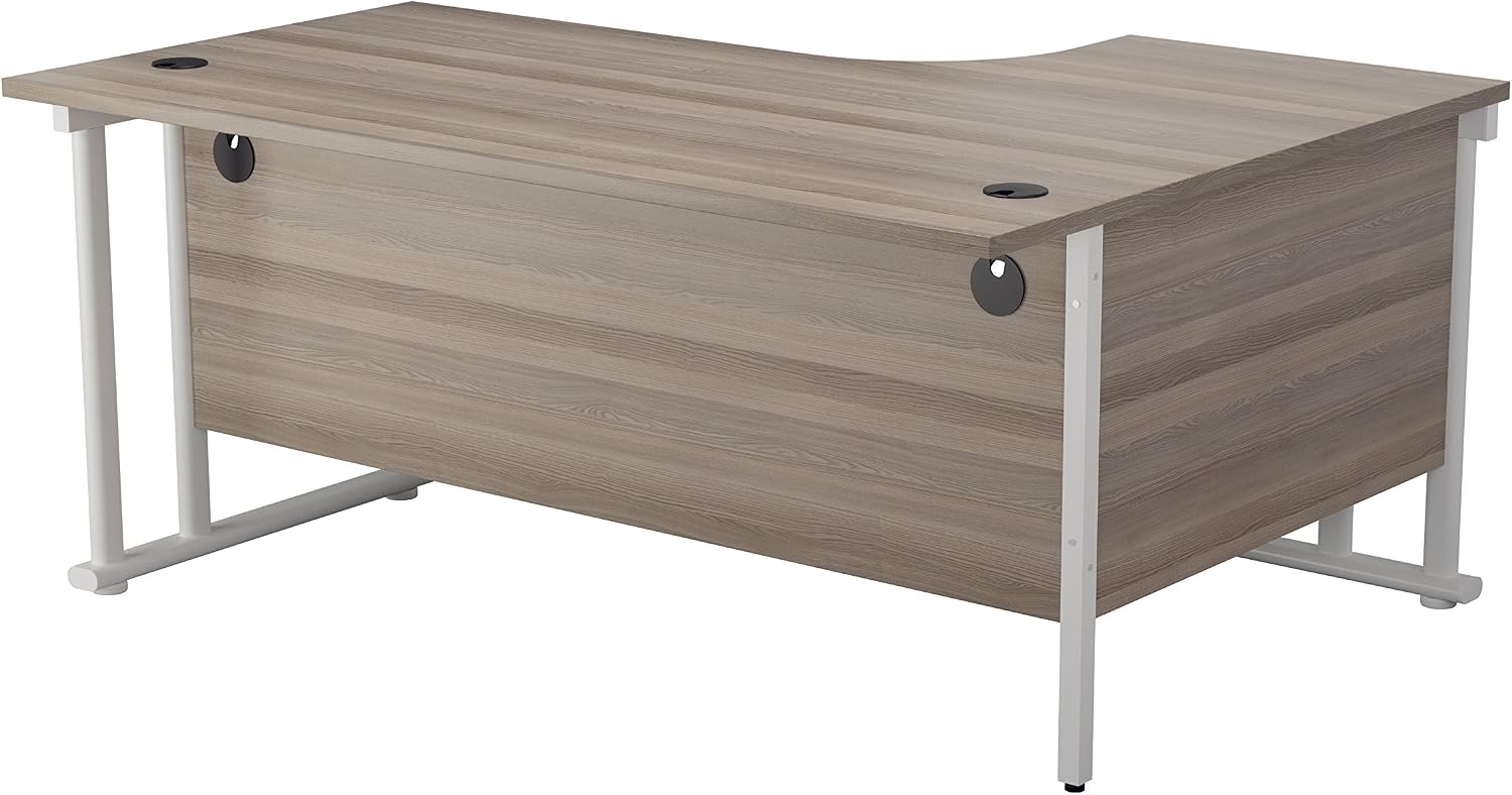 TC Office OHD0011WHGO 160 cm Hippo Heavy Duty Left Corner Crescent Cantilever Desk - Grey Oak - Image 5