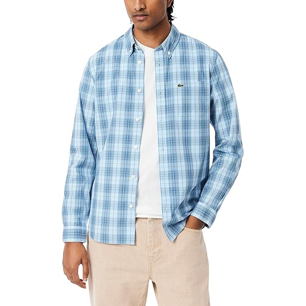 メンズ　LACOSTE スリムフィット チェックシャツ US Sサイズ Amazon.com: Lacoste Men's Core Collection Regular Fit Long