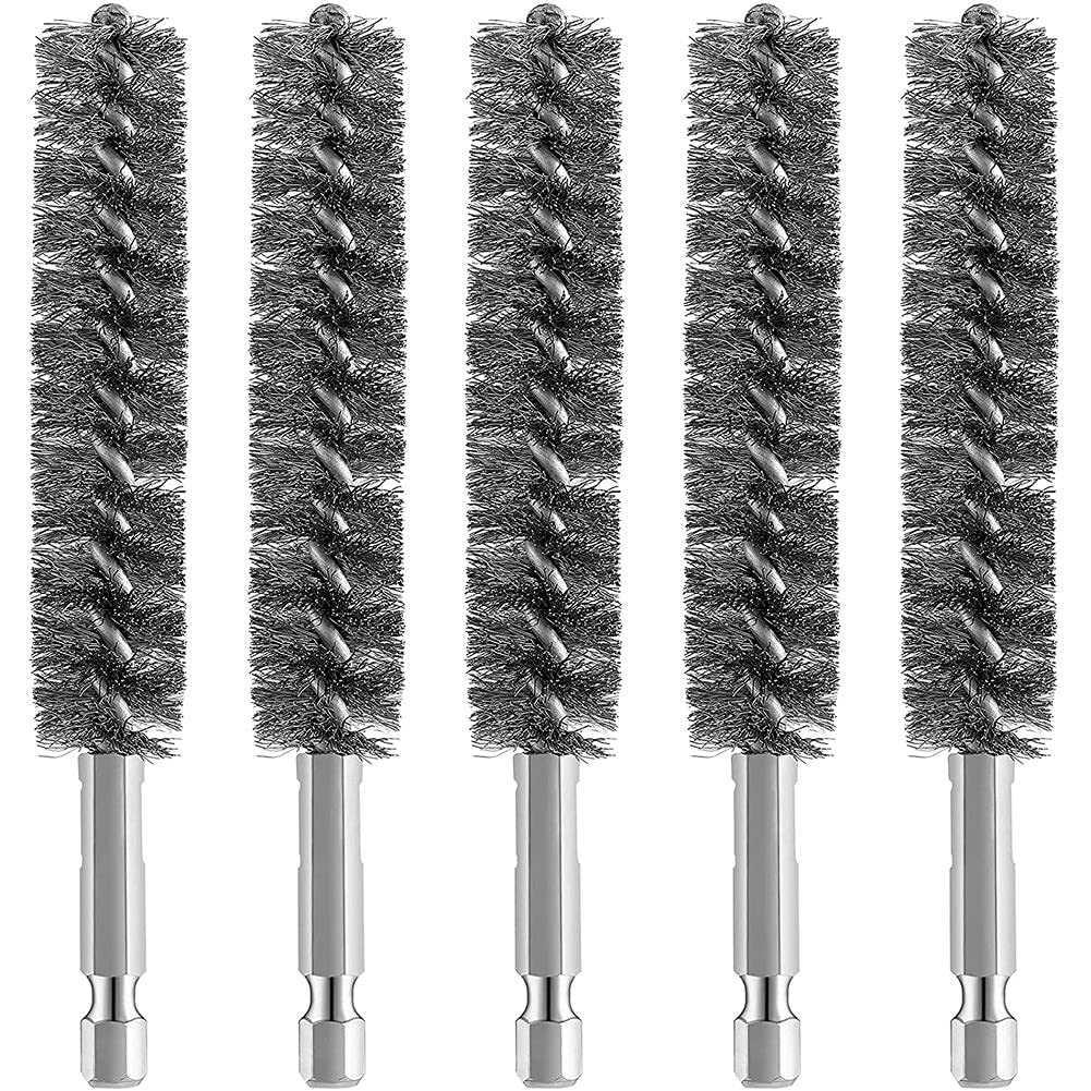 Pokhdye Stainless Steel Bore Brush Wire Brush for Drill Cleaning with Hex Handle