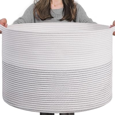 TIMEYARD XXXLarge Storage Basket 55x55x35cm Cotton Rope Basket with Handles