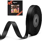 Solid Color Double Faced Black Satin Ribbon 3/8" X 25 Yards, Ribbons Perfect for Crafts, Wedding Decor, Bow Making, Sewing, Gift Package Wrapping and More