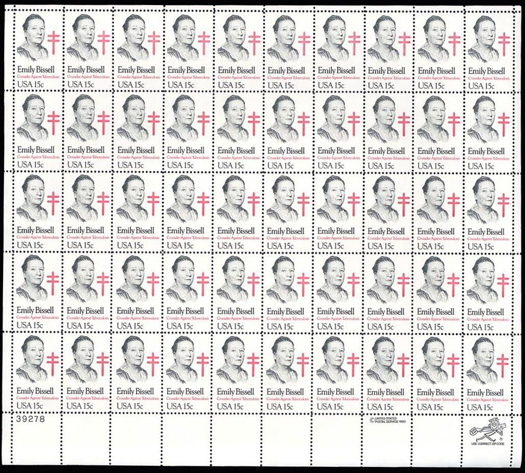 Emily Bissell Full 15 cent Sheet of 50 Stamps Scott 1823 By USPS