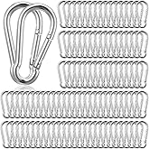 Kifmurase 100PCS Small Carabiner Clip Hooks, 2.3" Heavy Duty Carbon Steel Spring Snap Hook for Camping Hiking Quick Link, Holding Capacity Keychain Clip for Swing Hammock Gym Outdoor