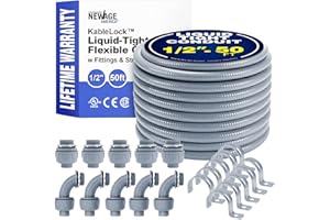 New Age America® 1/2" - 50FT KableLock™ Liquid-Tight Flexible Conduit | Non Metallic | 1/2" - 50FT | 5pc Straight + 5pc Angle