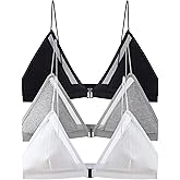 Cotorance Womens Cotton Bra No Underwire Unlined Plunge Front Closure Triangle Bralettes