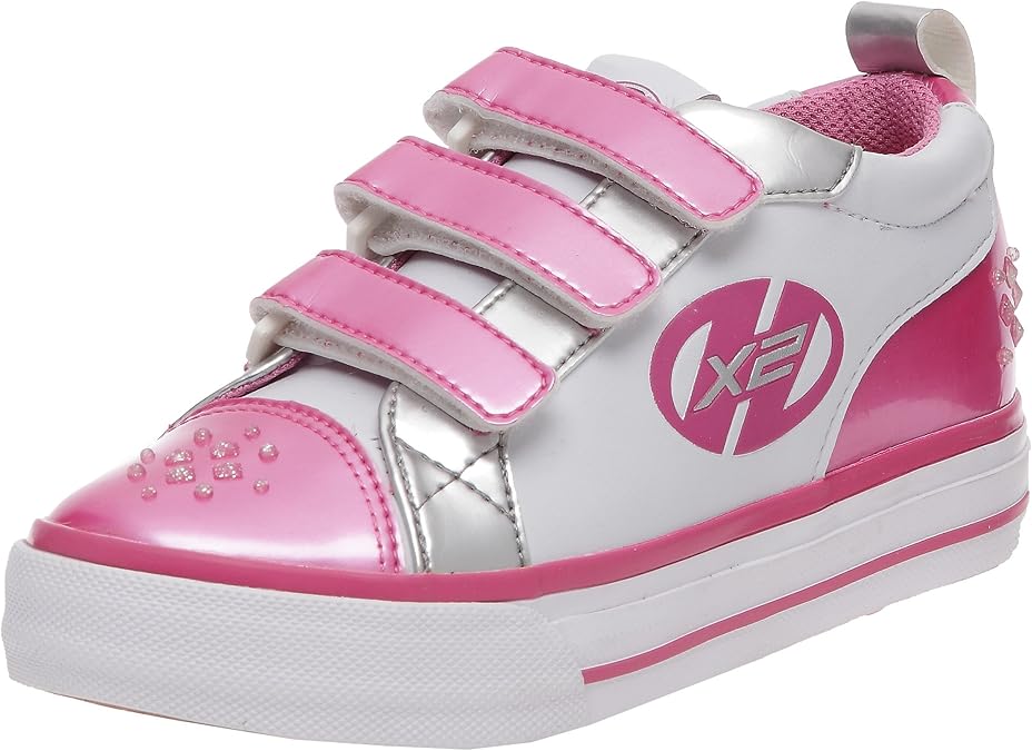 Heelys Junior Sparkler White/Pink/Silver Fashion Sports Wheeled Shoe