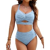 BMJL Womens High Waisted Bikini Sets Modest Bathing Suit Textured Two Piece Swim Suits 2025