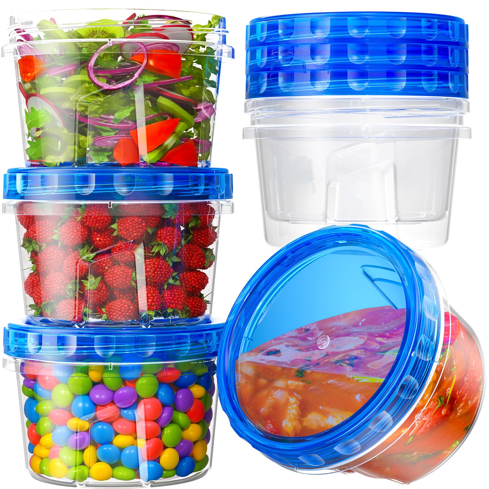 Photo 1 of BiuLeon 6 Pack-17oz Freezer Storage Containers, Plastic Food Storage Containers with Twist Top Lids, BPA Free and Reusable Soup Containers with Lid, Microwave and Dishwasher Safe